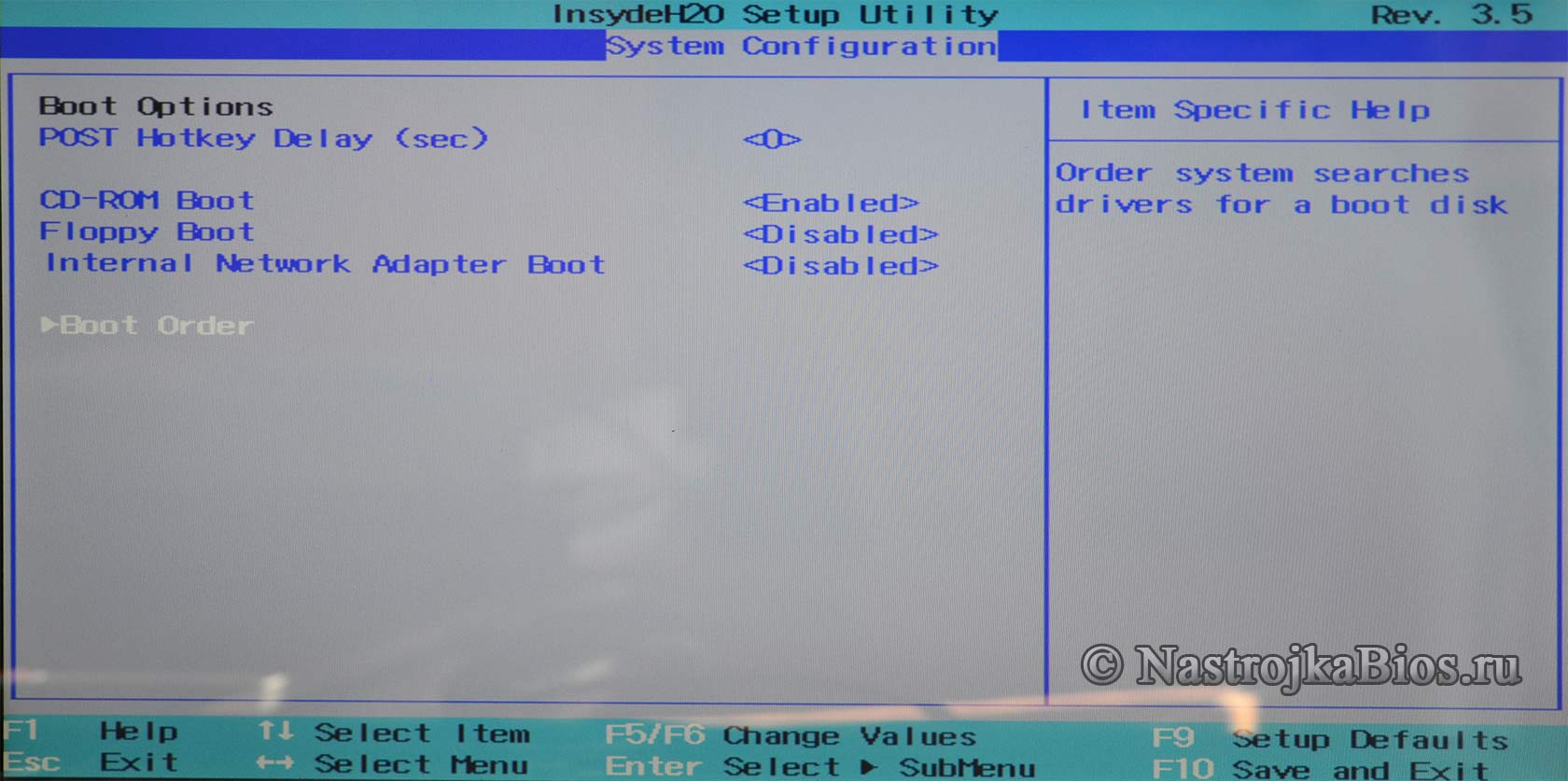 Опция BIOS Boot Options - Boot Type Order